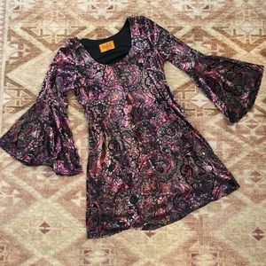 Vintage Velvet Bell Sleeve Mini Dress